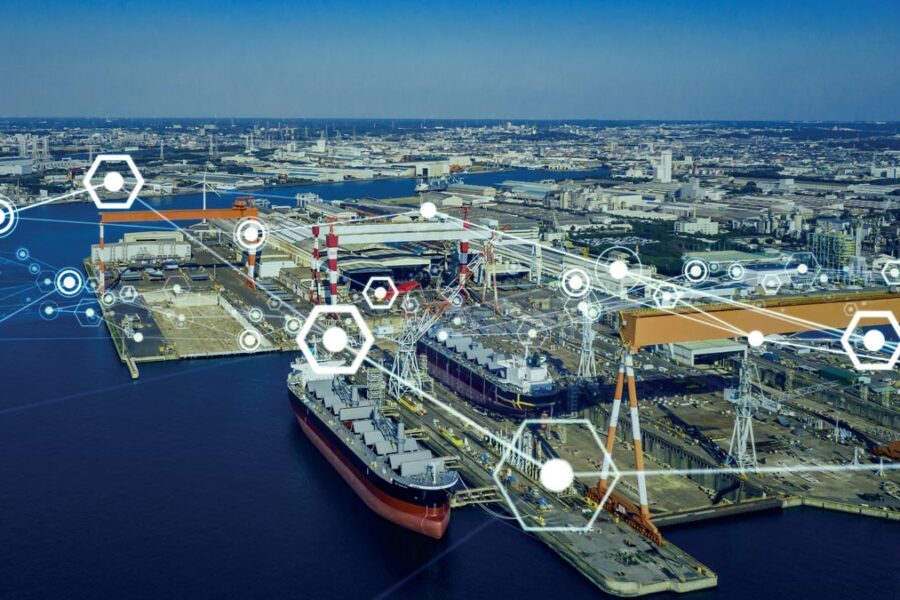 Port de marchandises avec connexion 5G